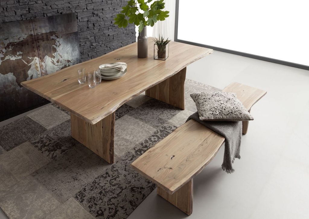 MASSIVMOEBEL24 Baumtisch Akazie 160x100x76 natur lackiert PURE ACACIA #113