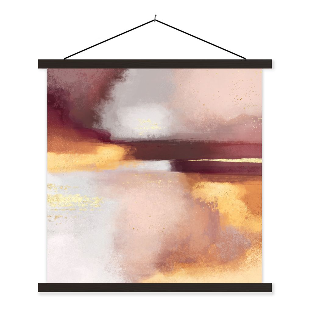 MuchoWow Textilposter Malen - Abstrakt - Pastell 90x90 cm mit schwarzem Rahmen - Magnetisches