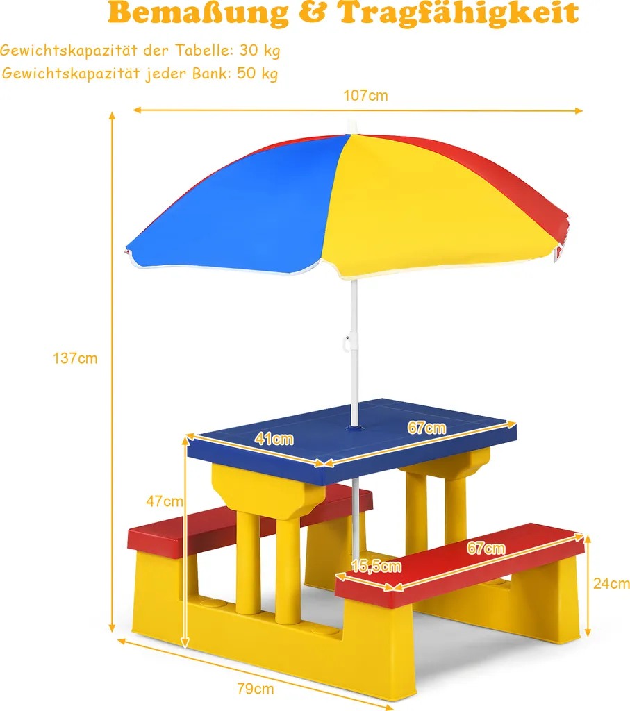 Offerta COSTWAY Set Tavolo e Panche Bambini Giallo | Prezzo Shock - 5