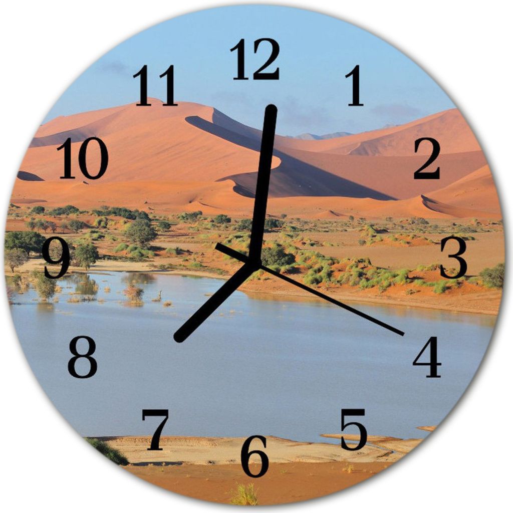 Glasuhr Wanduhr Küchenuhr Echt-Glas 30fi cm Wildnis orange