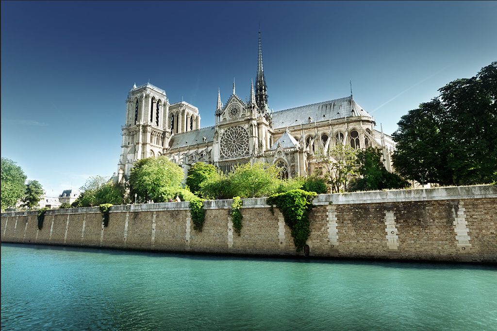 Muralo Fototapete Architektur 460 (B) x 300 (H) cm Vliestapete Wand Tapete Fluss HimmelParis Notre-Dame Wohnzimmer Schlafzimmer moderne Wandbild Ab...