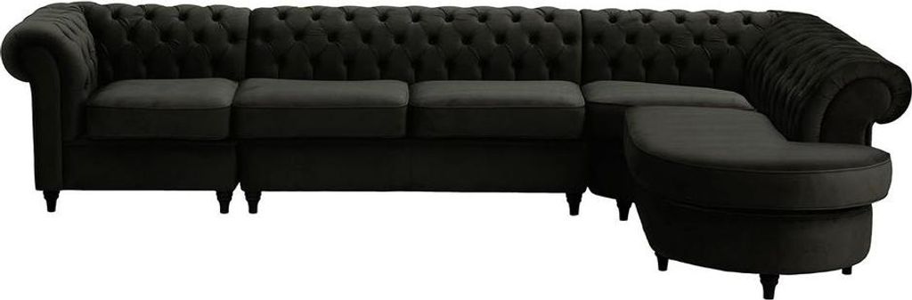 Chesterfield Modul-Ecksofa, rechts-Velluto 20-black