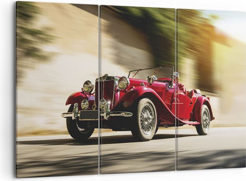 Bild auf Leinwand - Leinwandbild - 3 Teile - Mg Rot Auto - 105x70cm - Wand Bild - Wanddeko - Wandbilder - Leinwanddruck - Bilder - Wanddekoration -...