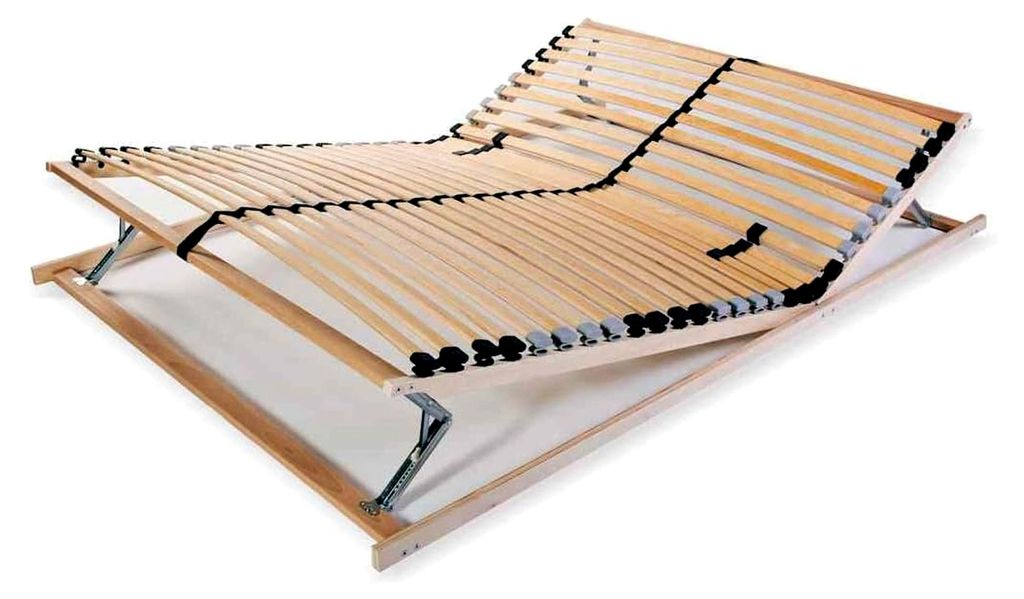 Lattenrost 120x200 cm, 7 Zonen, 28 Birkenholz-Latten, Buchenholz-Rahmen, verstellbares Kopf- und Fußteil, anpassbare Festigkeit für erholsamen Sc...