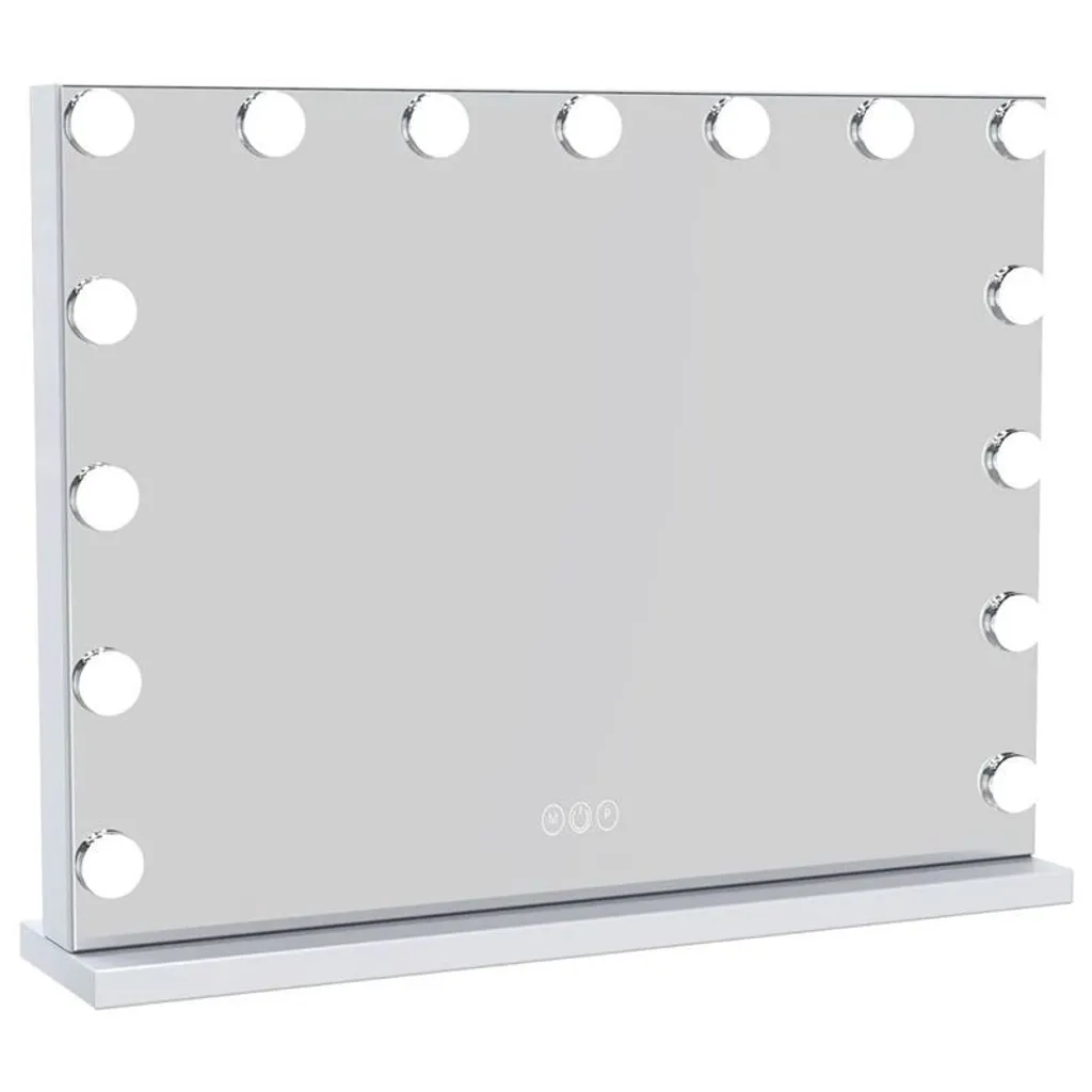 Miroir de maquillage lumineux type Hollywood avec 15 ampoules LED