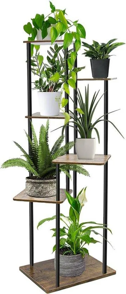Organiseur de plantes 6 niveaux 114 cm - Support gain de place bois
