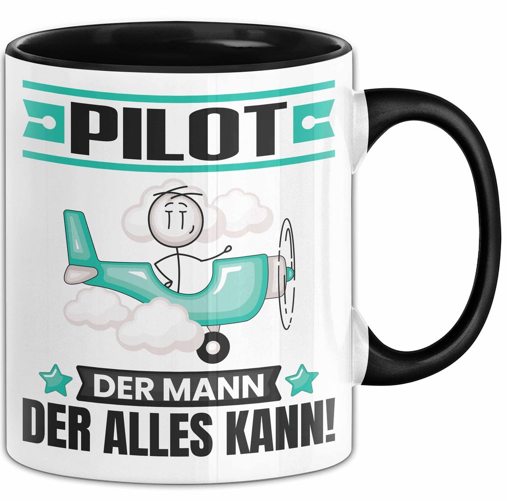 Pilot Tasse Geschenk für Pilot Der Mann Der Alles Kann Geschenkidee zum Geburtstag (Schwarz)