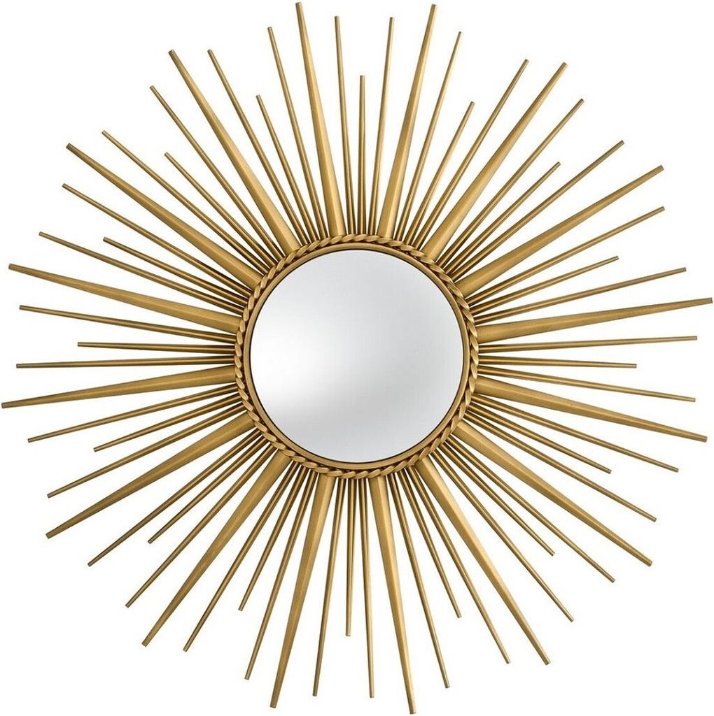 Casa Padrino Luxus Spiegel Antik Gold Ø 96 cm - Edelstahl Wandspiegel mit konvexem Spiegelglas - Luxus Qualität