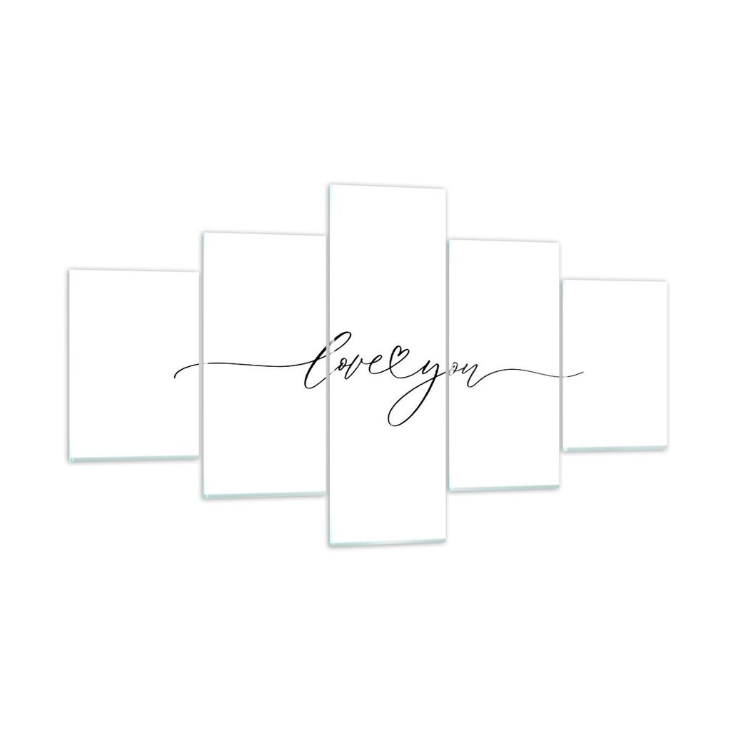 Bilder auf glas - 5 Teile - Ich liebe dich handschriftlich - 125x70cm - Glasbilder - Wandbilder - Bilder - Wanddekoration aus Glas - Glas Bilder - ...