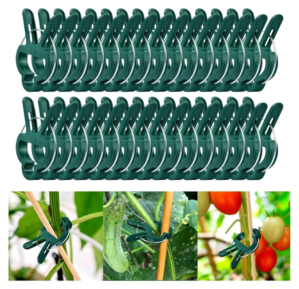 50 Stück Pflanzenclips für Kletterpflanzen, wiederverwendbare Klammern für Gartenpflanzen (45 x 30 mm)