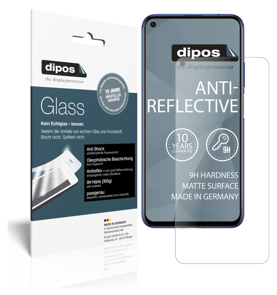 2x Schutzfolie für Honor 20 matt - Anti-Shock 9H Folie Glass Kunststoffglas