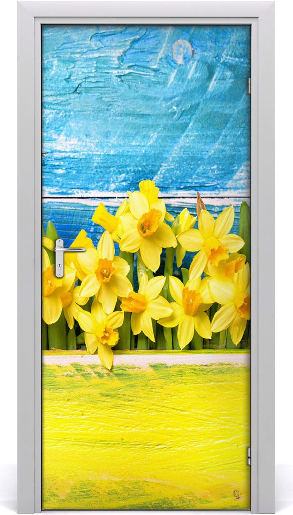 Tulup Türaufkleber 95x205 cm Dekorative Aufkleber Selbstklebend Wasserdichte Tapete Abnehmbar Schlafzimmer Wohnzimmer Wohnkultur - Narzissen an der