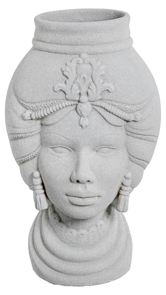 Jarrón Busto Cerámica Blanco Textura Arena_°20X40Cm