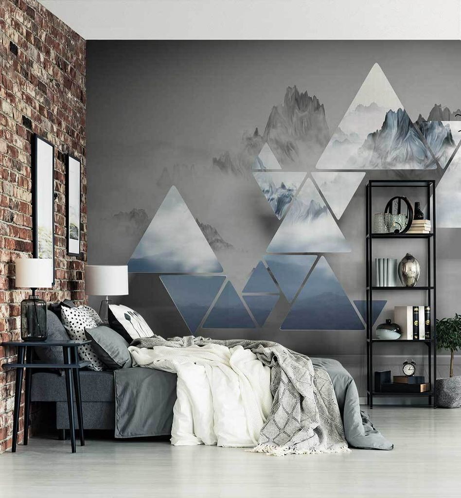 Fototapete Bergpanorama Abstrakt, Material:Superior Vlies 350g/qm, Größe Tapete:325 x 300cm