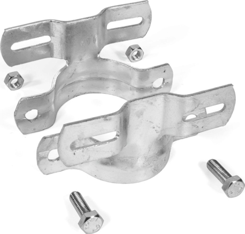 Doppel-Rohrschelle f. Flach-VZ,Typ R-D150,Lochabstand 500mm,für Pfosten-Ø 60,3mm