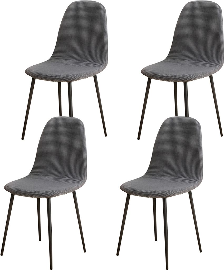 Stuhlhussen 4er Pack, Universal Stretch Waffelstoff Polsterstuhl Hussen Esszimmer Stuhlbezug für Hochzeit Bankette Hotel, Hellgrau