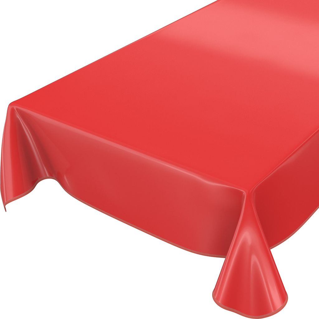 Tischdecke Wachstuch PVC abwaschbar Einfarbig Rot 160x140cm Band
