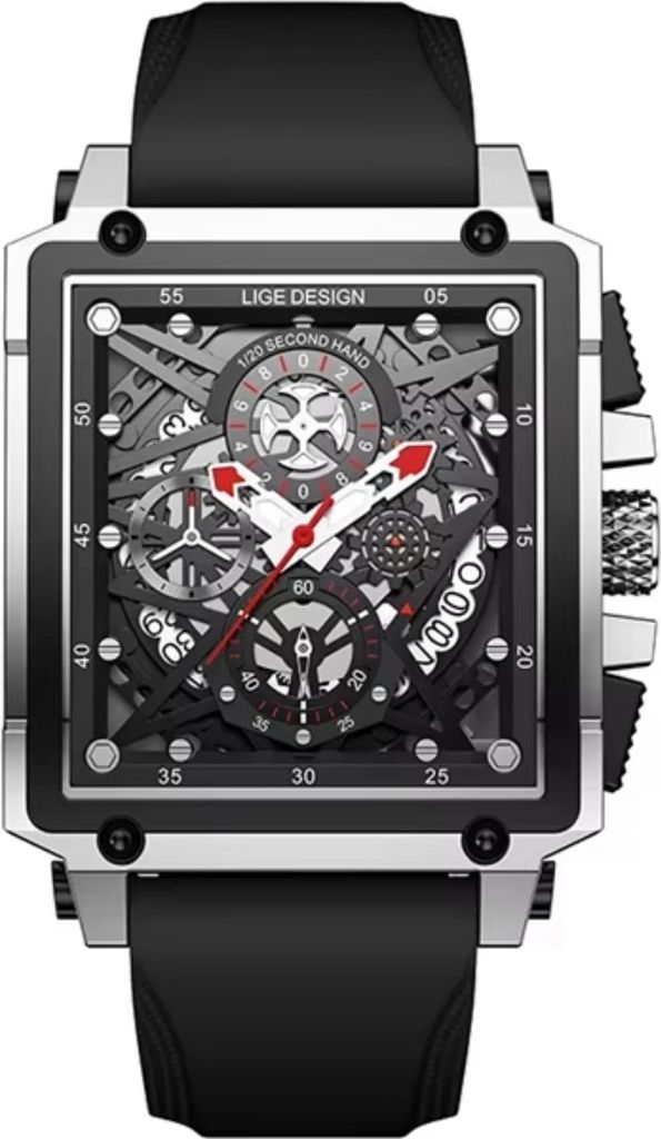 Uhr LIGE PE-35193 - Elegante Herrenuhr in Schwarz/Silber KP35193