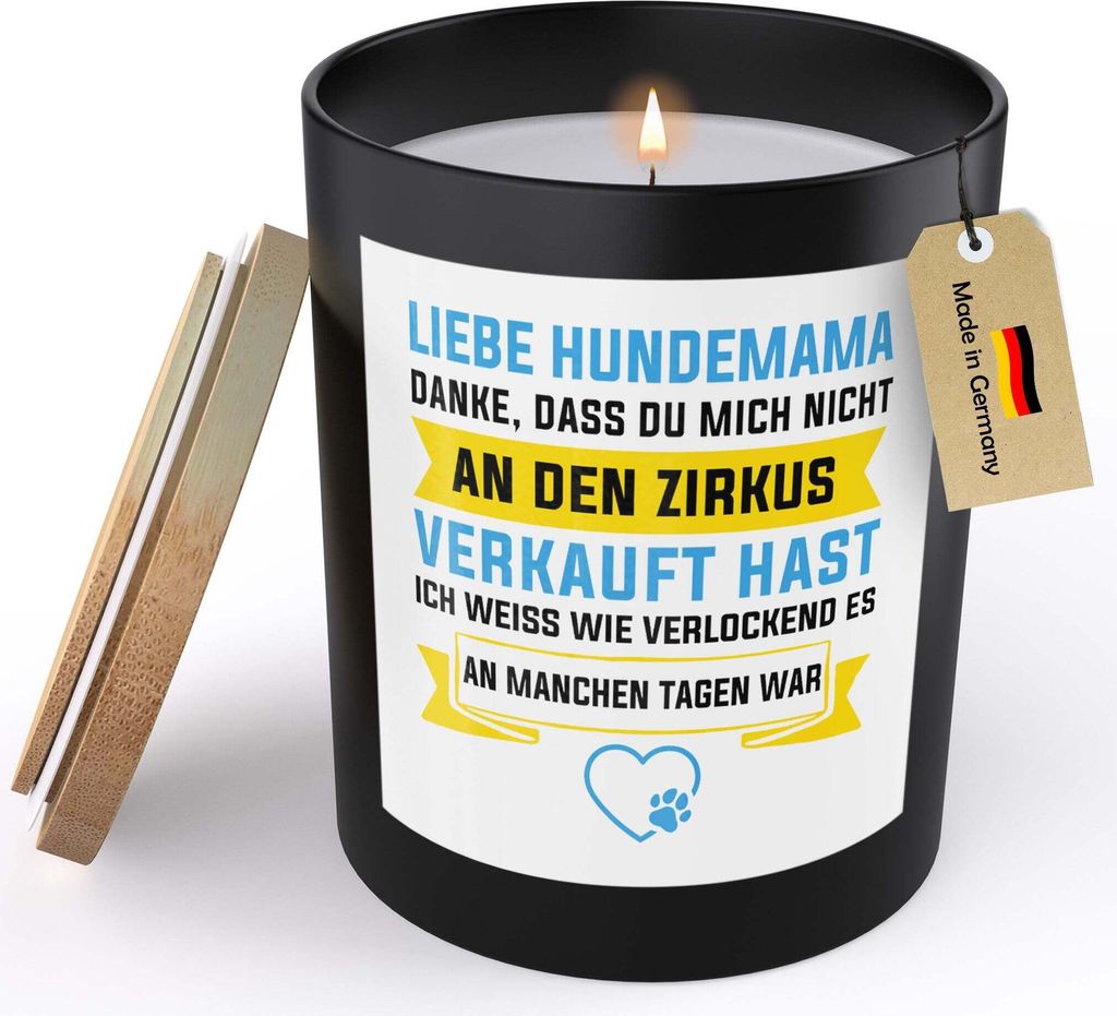 22Feels Hundemama Geschenk Frauen Spruchkerze Frauchen Hund Produktbild 