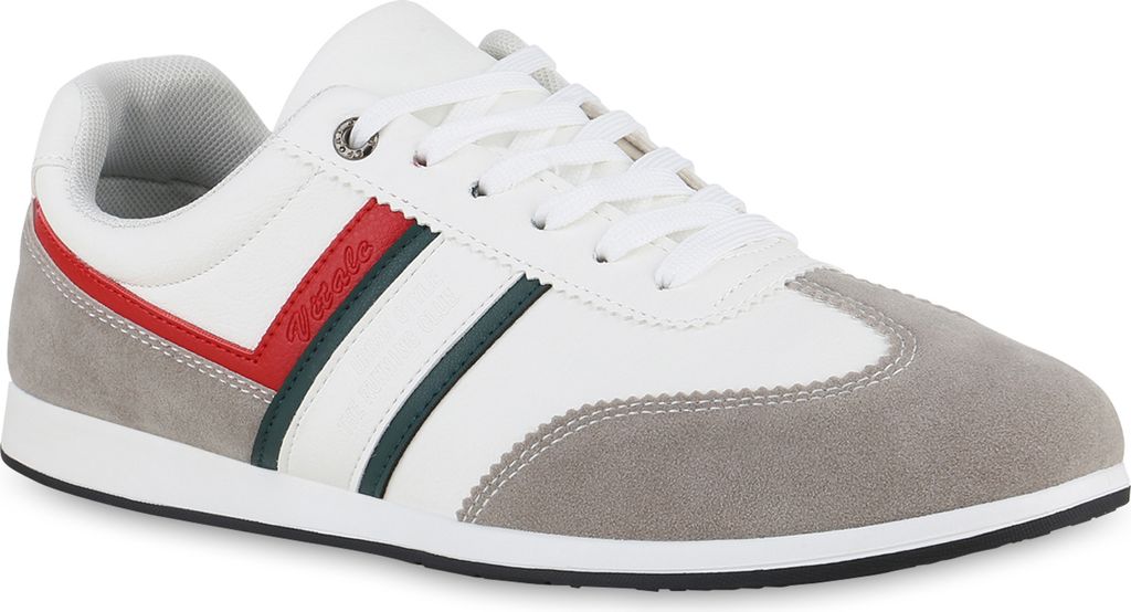 VAN HILL Herren Sneaker Low Bequeme Schnürer Schnür-Schuhe 840942, Farbe: Weiß, Größe: 40