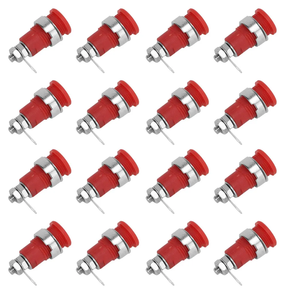 Connecteur fiche banane 4 mm métal rouge pour cordons de mesure - 50 pcs