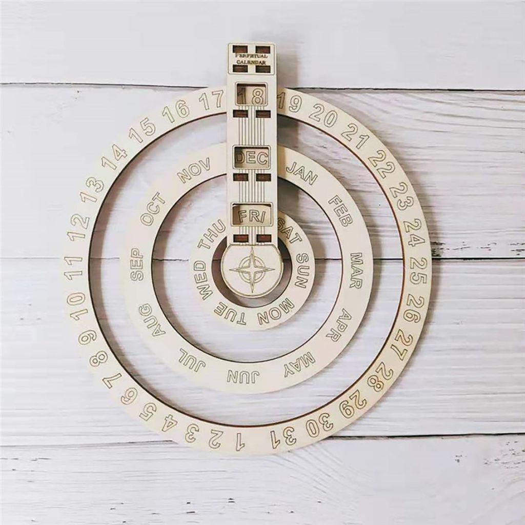 Rotatable Scheiben Perpetual Kalender leicht einstellbares Holz glatt, um den Hangkalender zu drehen, Home Dekoration