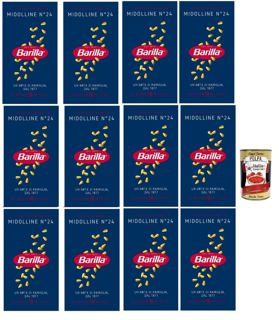 Barilla Midolline N.24 – 12×500 g Suppenpasta aus Hartweizengrieß, feinkörnig für Brühen & Minestrone, al dente in 10 Min., hergestellt in I...