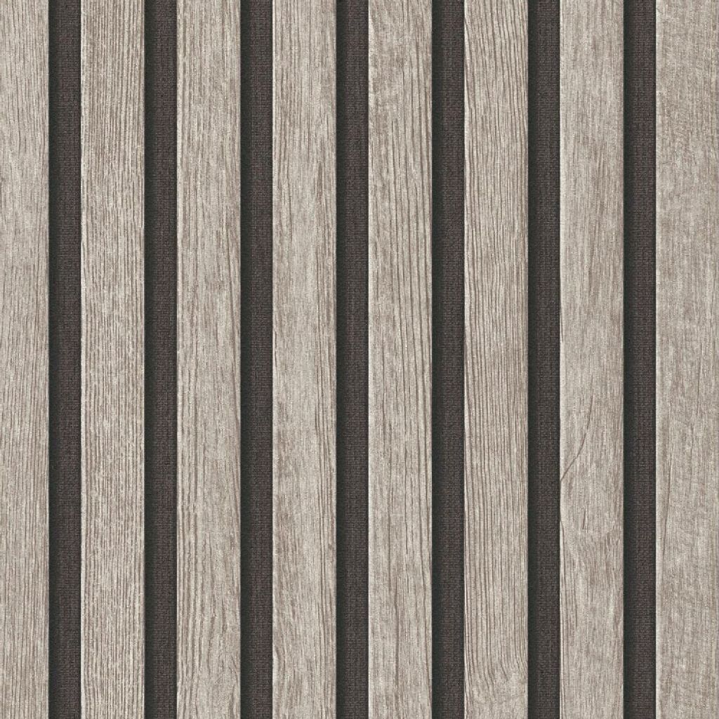 3D Tapete Holzoptik Akustikpaneele Grau Schwarz - Vliestapete moderne Holzpaneele AS-Creation (KG-174795)