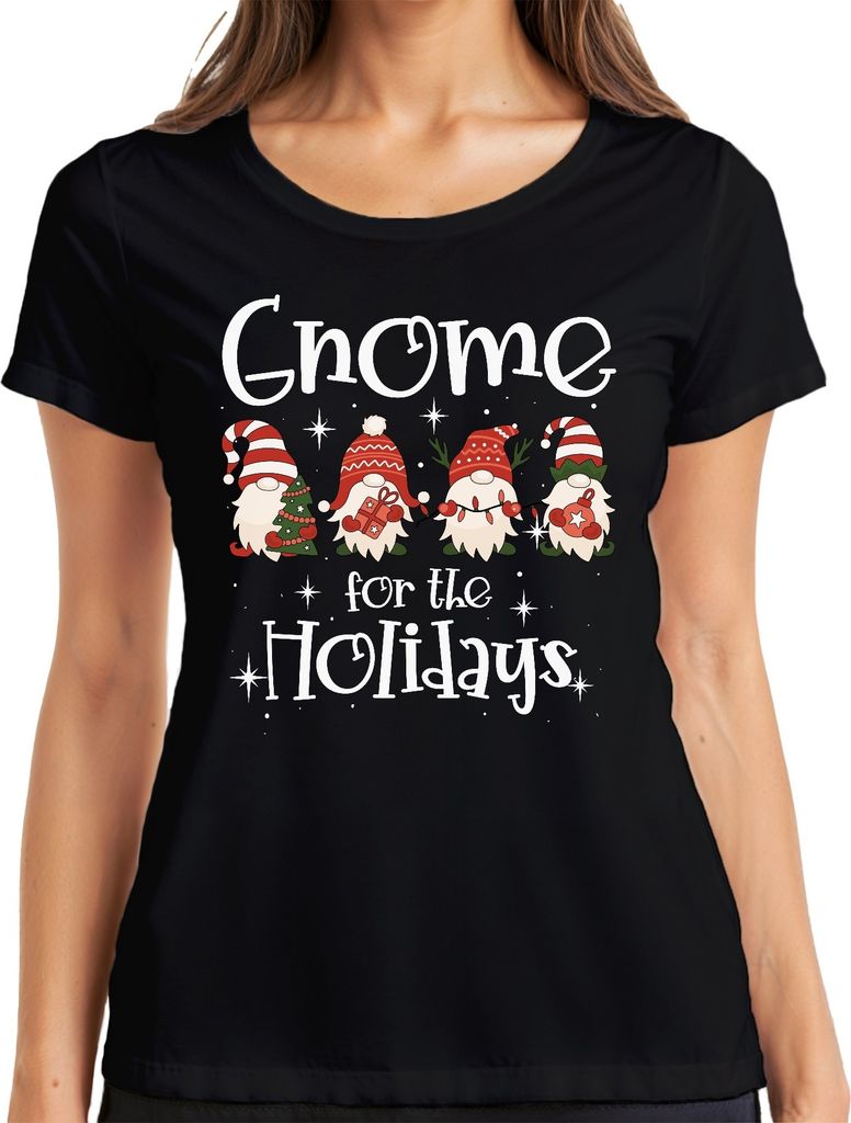 Gnome for the holidays Weihnachtsgnome Wichtel - Weihnachten Weihnachtsgeschenk Christmas Damen T-Shirt, Schwarz, S