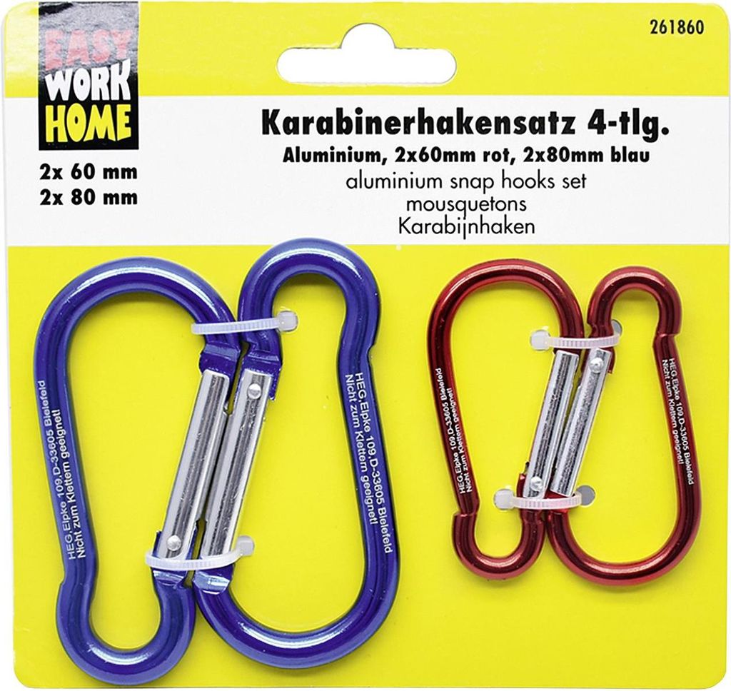Easy Work Karabinerhakensatz, 4-teilig, 1 Stück, 261860