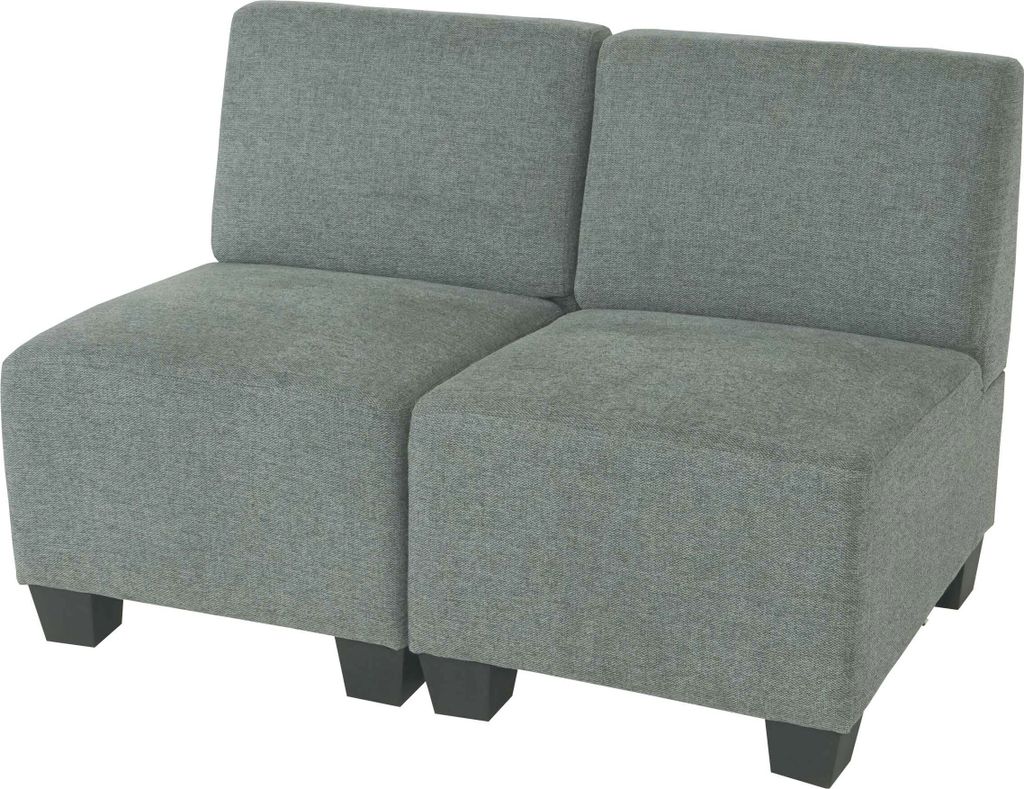 Modular 2-Sitzer Sofa Couch Lyon, Stoff/Textil grau, ohne Armlehnen