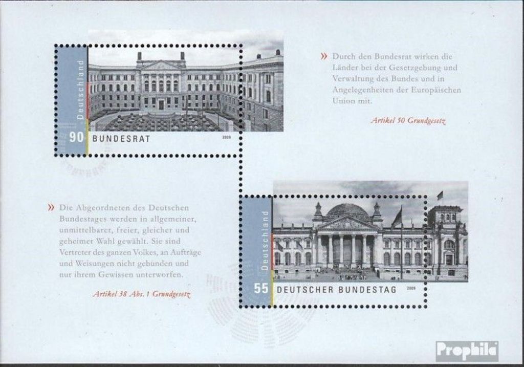 Briefmarken BRD (BR.Deutschland) 2009 Mi Block76 (kompl.Ausg.) gestempelt Deutscher Bundestag + Bundesrat