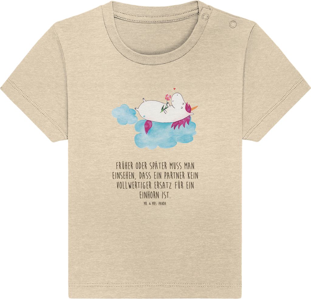Mr. & Mrs. Panda Babyshirt Einhorn Verliebt 12. - 18. Monat - Natural Raw - Geschenk, T-Shirt Baby, Unicorn, Einhörner, , Organic Shirt, Kinder, L...