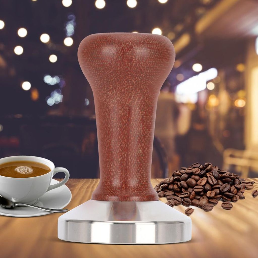 58mm Edelstahl Holzgriff Kaffeestampfer Kaffeepulver Pressen Stampfwerkzeug für den Heimgebrauch