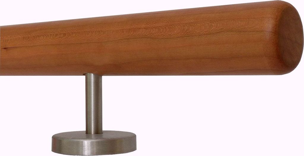 TIBU Kirschbaum Holz Handlauf Geländer 0,3m - 5m, Länge 430 cm, Ende Radius gefräst und 5 gerade Halter