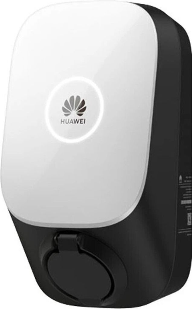 A white and black Huawei wallbox charger.