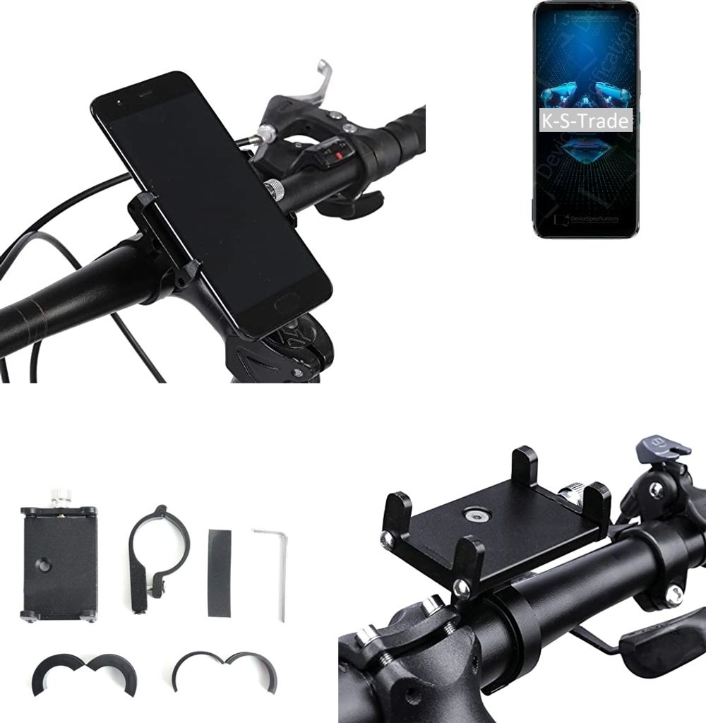 K-S-Trade Handyhalterung für das Fahrrad kompatibel mit Asus ROG Phone 5 Halter Lenkstange Fahrradhalterung Motorrad Bike Mount Befestigung