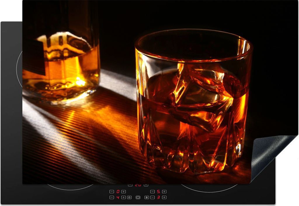 KitchenYeah Herdabdeckplatte Gläser - Whiskey - Getränke , 78x52cm, Küche Deko, Glaskeramikfeld Herdabdeckung, Abdeckplatte fùr Kochfeld