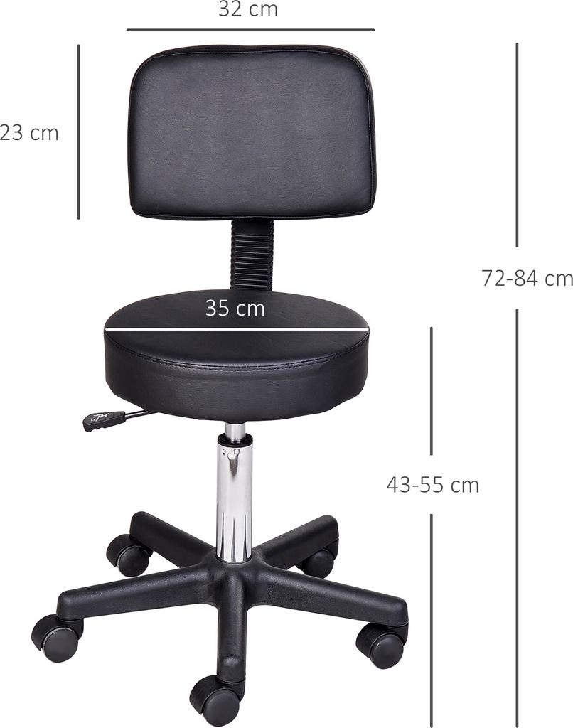 HOMCOM Rollhocker Höhenverstellbarer Arbeitshocker mit Produktbild 3