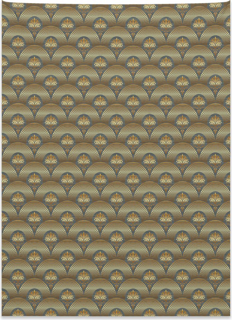 Abakuhaus Damast Wandteppich, Brown königliche Weinlese aus Weiches Mikrofaser Stoff Kein Verblassen Klare Farben Waschbar, 110 x 150 cm, Gelb Sch...