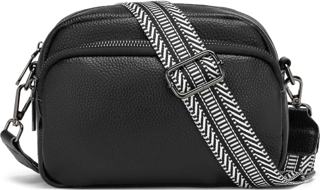 Miss Lulu Sac à bandoulière en cuir pour femme avec détails dorés