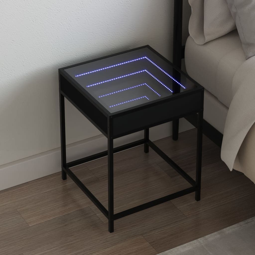 Maison Exclusive - Nachttisch mit Infinity-LED Schwarz 40x40x51 cm