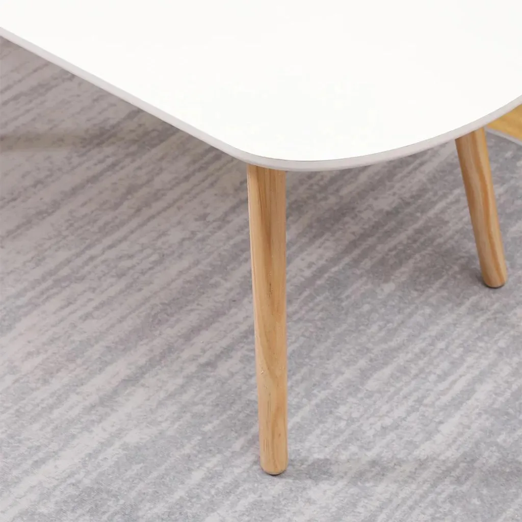 Table basse bois design moderne 110cm - Finition blanc laqué forme ovale - 4