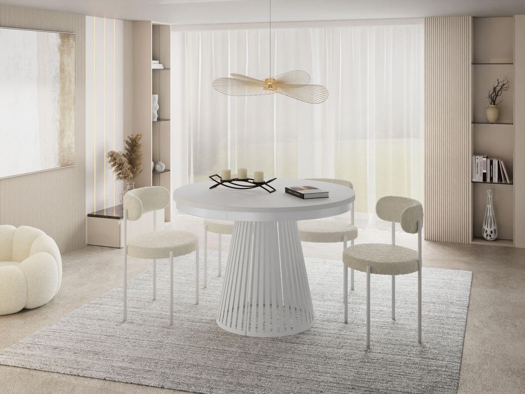 Esstisch Rund Ausziehbar mit Lamellen im Loft-Stil – 100 Produktbild 