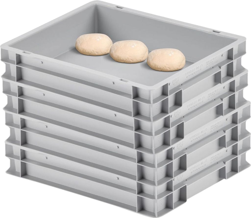 SuperSparSet 4x Pizzaballenbox ohne Deckel | HxBxT 7,5x30x40cm | 9 Liter | Teigwanne für Pizzateig, Stapelbare Pizzabox, Gärbox für Sauerteig Br...