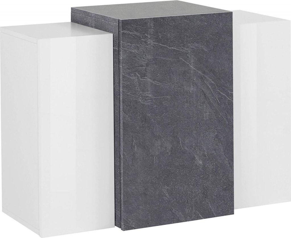 Hängeschrank Didze, Mehrzweck-Kleiderschrank, Wandschrank, 100 % Italy, cm 90x38h66, Hochglanzweiß und Schiefer