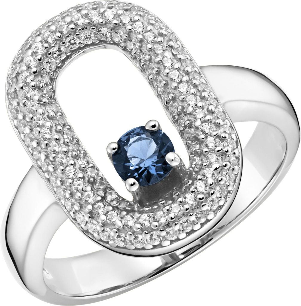 Ring Giorgio Martello Milano mit Zirkonia und Kristallstein, Silber 925 Blau 56