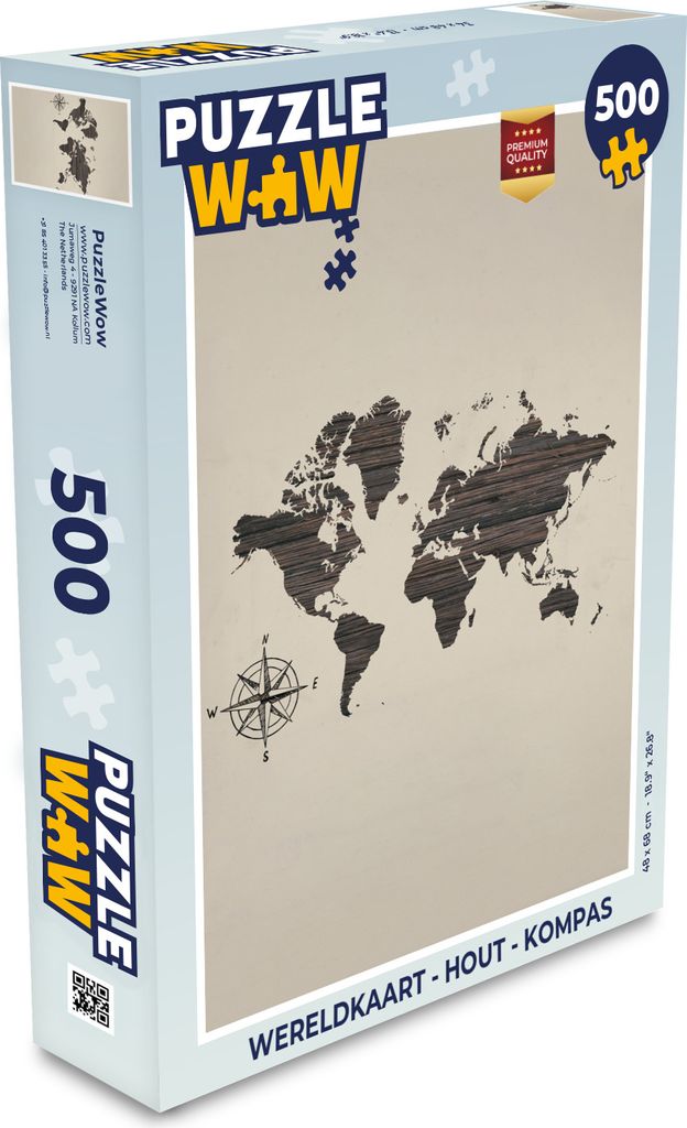 MuchoWow Puzzle 500 Teile Weltkarte - Holz - Kompass - Denken - Spiel - Toy