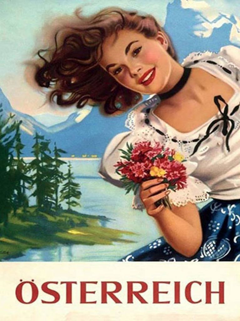 vianmo Holzschild 40x30 cm Pin Up Österreich alpen Urlaub Frau