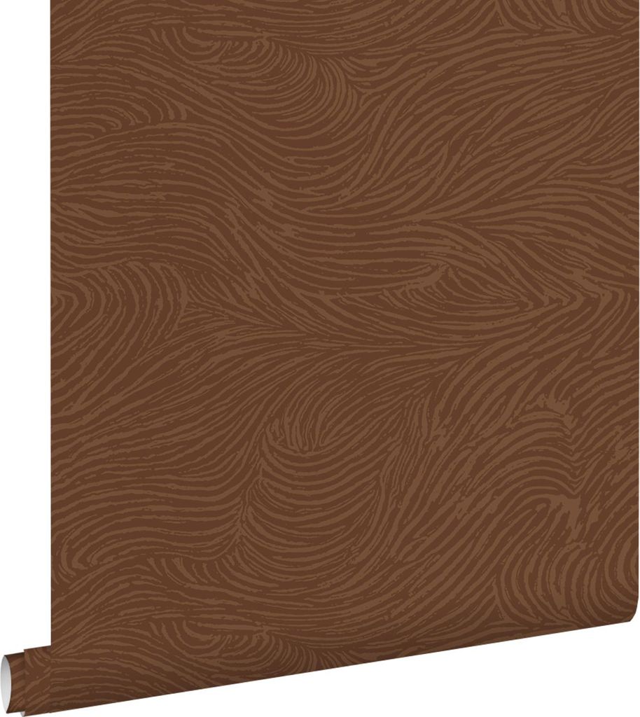 ESTAhome Tapete 3d Wellenförmige Linien Terrakotta 50 x 900 cm